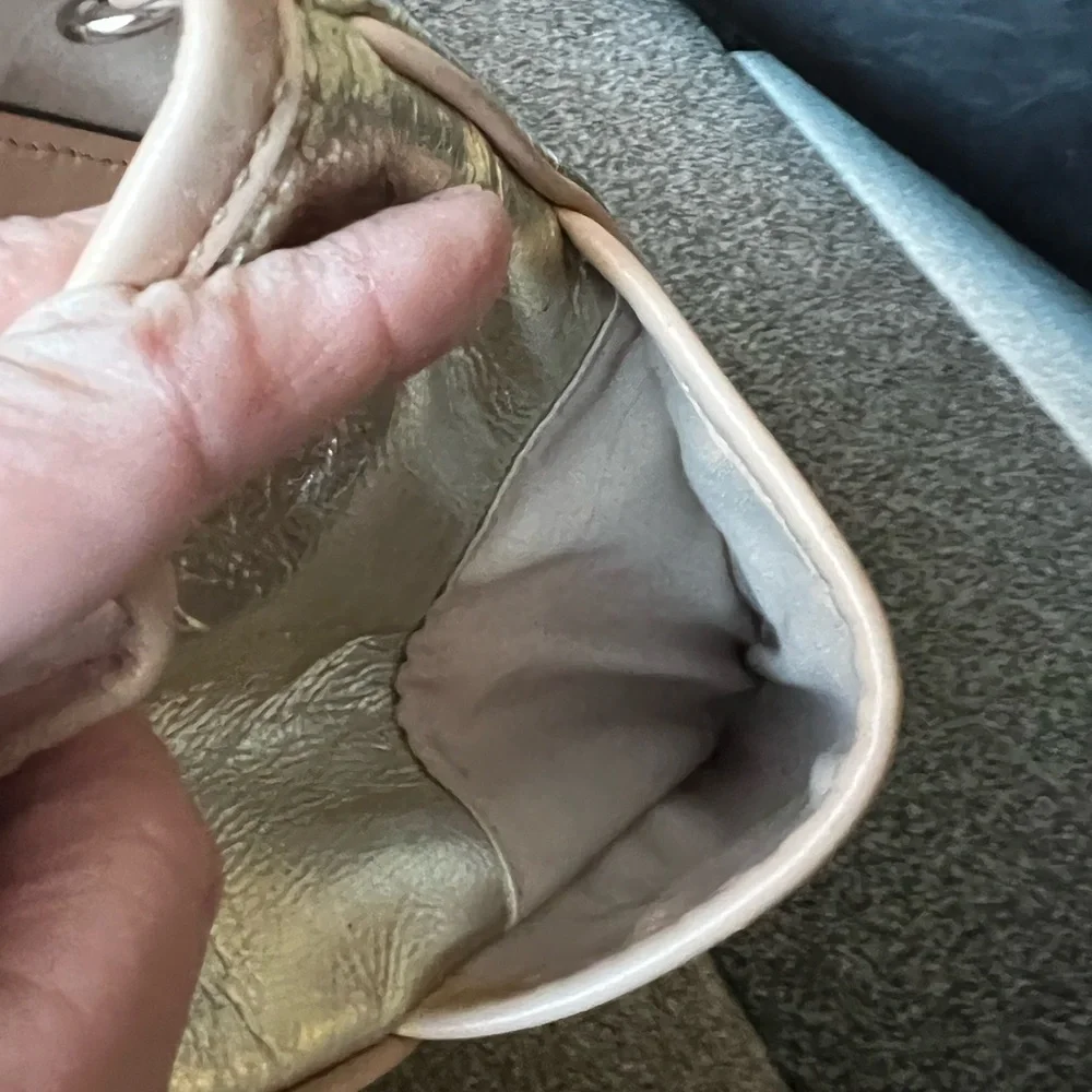 Coach Metro Gold Metallic Leather Large Tote Purse
